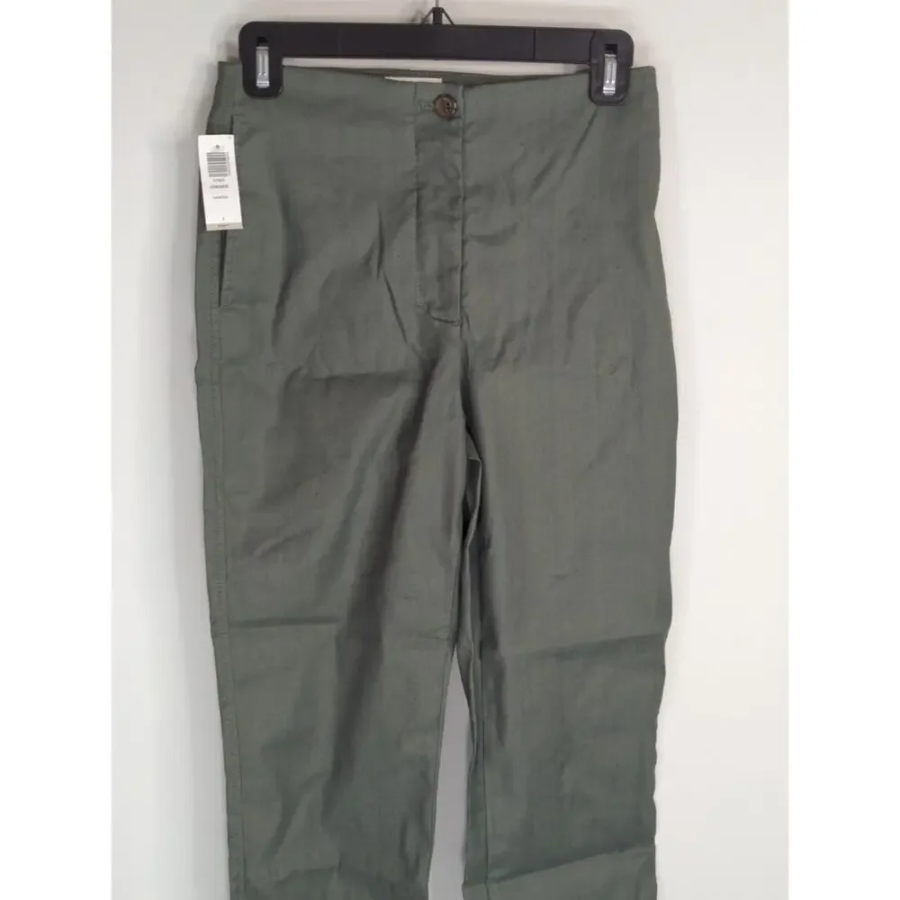 Aritzia Wilfred Cherice Sagesse Linen Blend Tapered Leg Pants Women's‎ 2 NWT